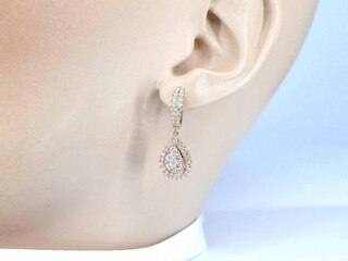 Rosegouden druppelvormige oorhangers met briljant geslepen diamanten