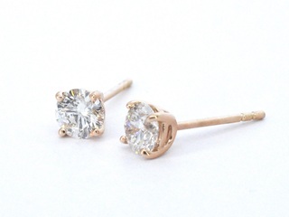 Rosegouden solitaire diamanten oorbellen van 1.00 carat, (lab grown)
