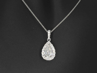Witgouden hanger met een druppelvorm briljant van 1.00 carat, (lab gro