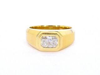 Gouden heren ring met 1.50 carat geslepen diamant, (lab grown)