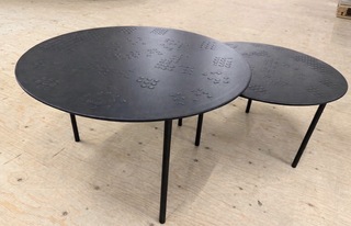 Set van 2 salontafels, bruin, zwarte poten