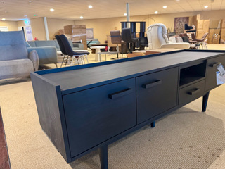 Tv-meubel, zwart acaciahout