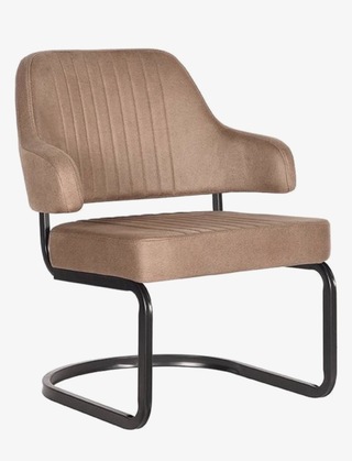 Fauteuil, stone microvezelstof, zwart metalen onderstel