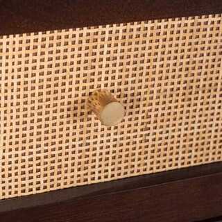 Dressoir/kast met 3 lades, mangohout/rattan