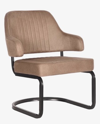 Fauteuil, stone microvezelstof, zwart metalen onderstel