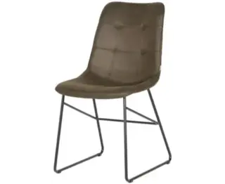 Set van 6 eetkamerstoelen, army microvezelstof, zwart metalen onderste