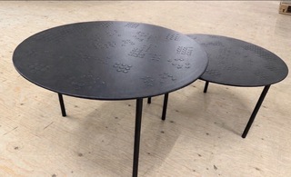 Set van 2 salontafels, zwart, zwarte poten