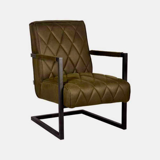 Fauteuil, army microvezelstof, metalen onderstel