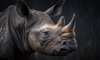 Schilderij gehard glas, neushoorn