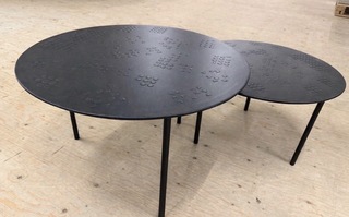 Set van 2 salontafels, bruin, zwarte poten