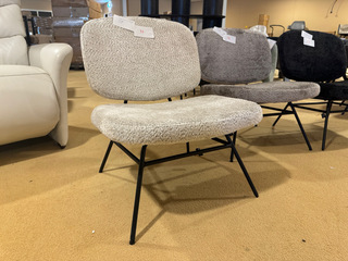 Fauteuil, beige stof, zwart onderstel
