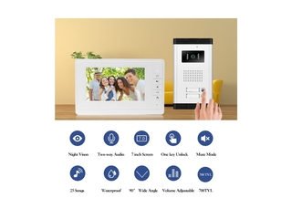 LIBO 7 Inch Bedrade Video Deurbel Twee Monitoren, IR Camera, Nachtzich