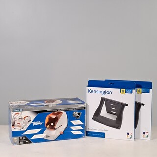 Elektrische nietmachine en 2x laptop stander, Rapid/Kensington, 5050e/