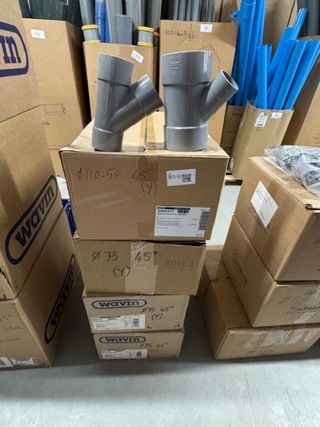 4x Doos T-stuk, Wavin Wadal, 3003177 en 3003165