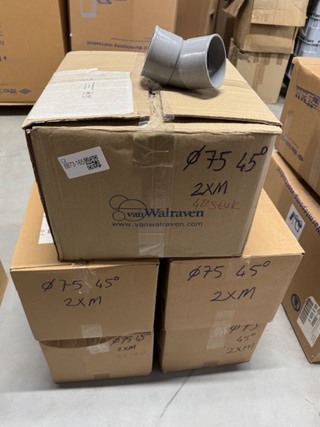 5x Doos bochten, Wavin Wadal, 45 graden