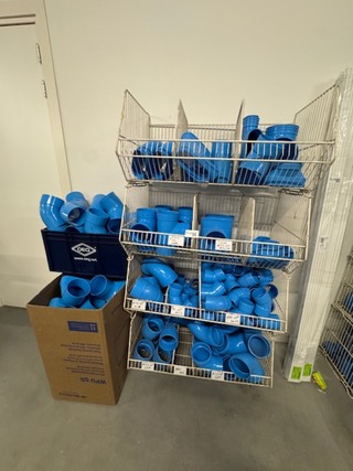 4x Draadmand met PVC voor luchtbehandeling, Wavin, blauw