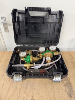 Stikstof reduceerventiel en drukregelaar, Gloor, in koffer