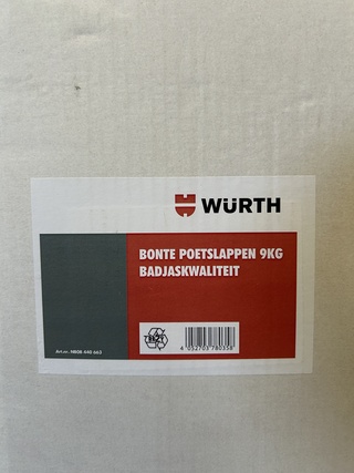 Ca. 24x Doos bonte poetslappen 9 kg badjaskwaliteit, Würth