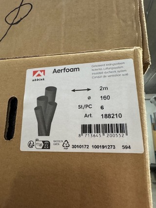 Ca. 13x Doos geïsoleerde ventilatiebuis, Ubbink, Aerfoam