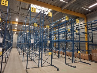 Partij palletstelling met gangpad geleiding