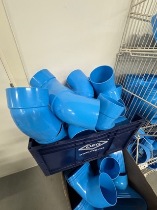 4x Draadmand met PVC voor luchtbehandeling, Wavin, blauw