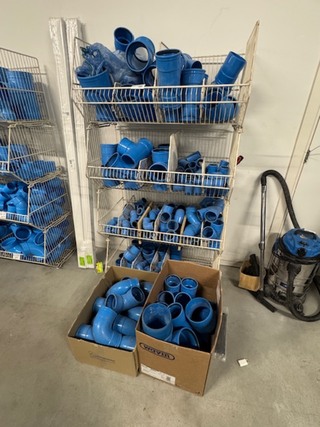 4x Draadmand met PVC bochten en t-stukken, DykaSono, blauw