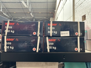 4x Rateltakel met lastbegrenzer, HADEF, 53/09 800 kg