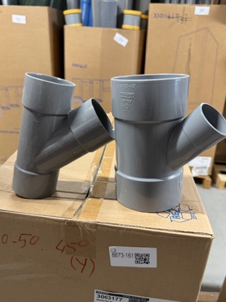 4x Doos T-stuk, Wavin Wadal, 3003177 en 3003165