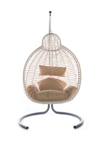 Hangstoel, Kundir, wit, beige