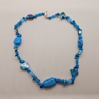 Collier lapis lazuli, gepolijst parelmoer en agaat