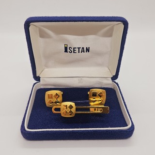 Isetan goldplated manchetknopen + stropdas houder