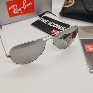 Rayban zonnebril Aviator large metal silver mirror silver polarized