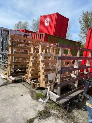 6x Houten kozijn-/glasbokken