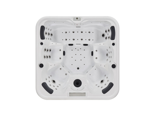 Outdoor Spa, Vonato, Tovario, wit bad / naturel houten kleur zijkant