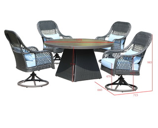 Diningset, Vonarto, Solaro Blue, antraciet