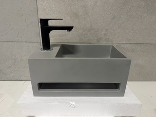 Fontein Solid Surface 35x5x20x16 cm + kraan WB, licht grijs