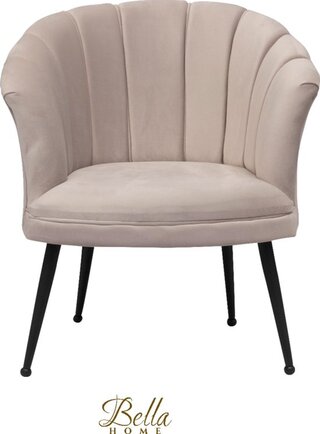 Bella Home Mila – Fauteuil – Velvet – Schelp – Bruin met gouden poten