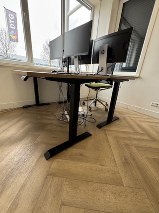 2x Zit-sta bureau, eiken/zwart