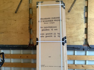 2x Draaibare zijwand met scharnier profiel rechts WB, 20.3949, mat gla