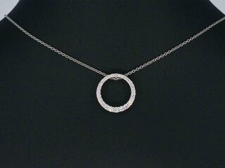 Witgouden ronde hanger met briljant geslepen diamanten, excl. ketting
