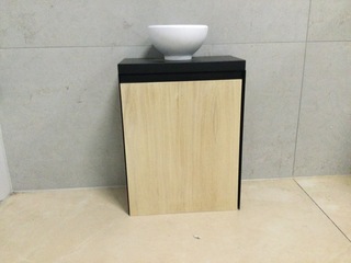 Meubel+ Waskom + kraan 55x40x22 cm WB, bruin/zwart