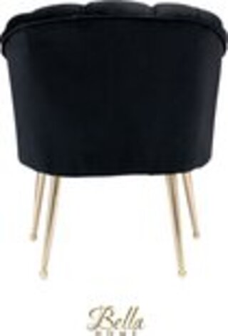 Bella Home Mila – Fauteuil – Velvet – Schelp – Zwarte met gouden poten