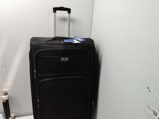 Zwarte stevige reiskoffer op wielen Royalty Rolles, zwart