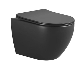 Wandcloset verkort 48 cm + soft close bril WB, 32.4642, mat zwart