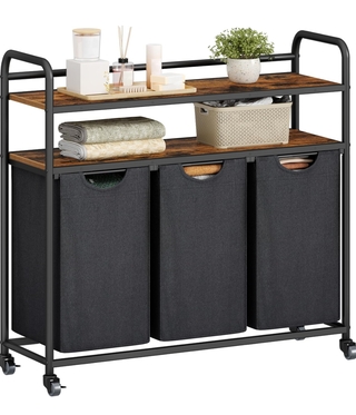 Wasmandmeubel met 3 46 Liter zakken Hzuaneri, zwart/antraciet