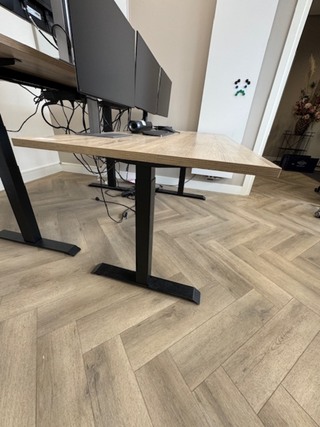 2x Zit-sta bureau, eiken/zwart