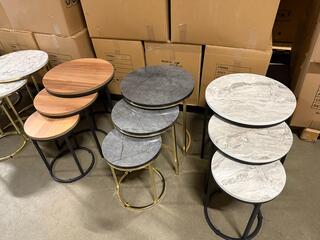 Ca. 10x Driedelige bijzettafel