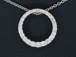 Witgouden ronde hanger met briljant geslepen diamanten, excl. ketting