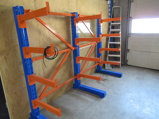 Draagarm stelling Heda, 2 Sectie’s L ca 272 cm, blauw/oranje, Bestaand