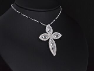 Witgouden hanger met diamanten, excl. ketting